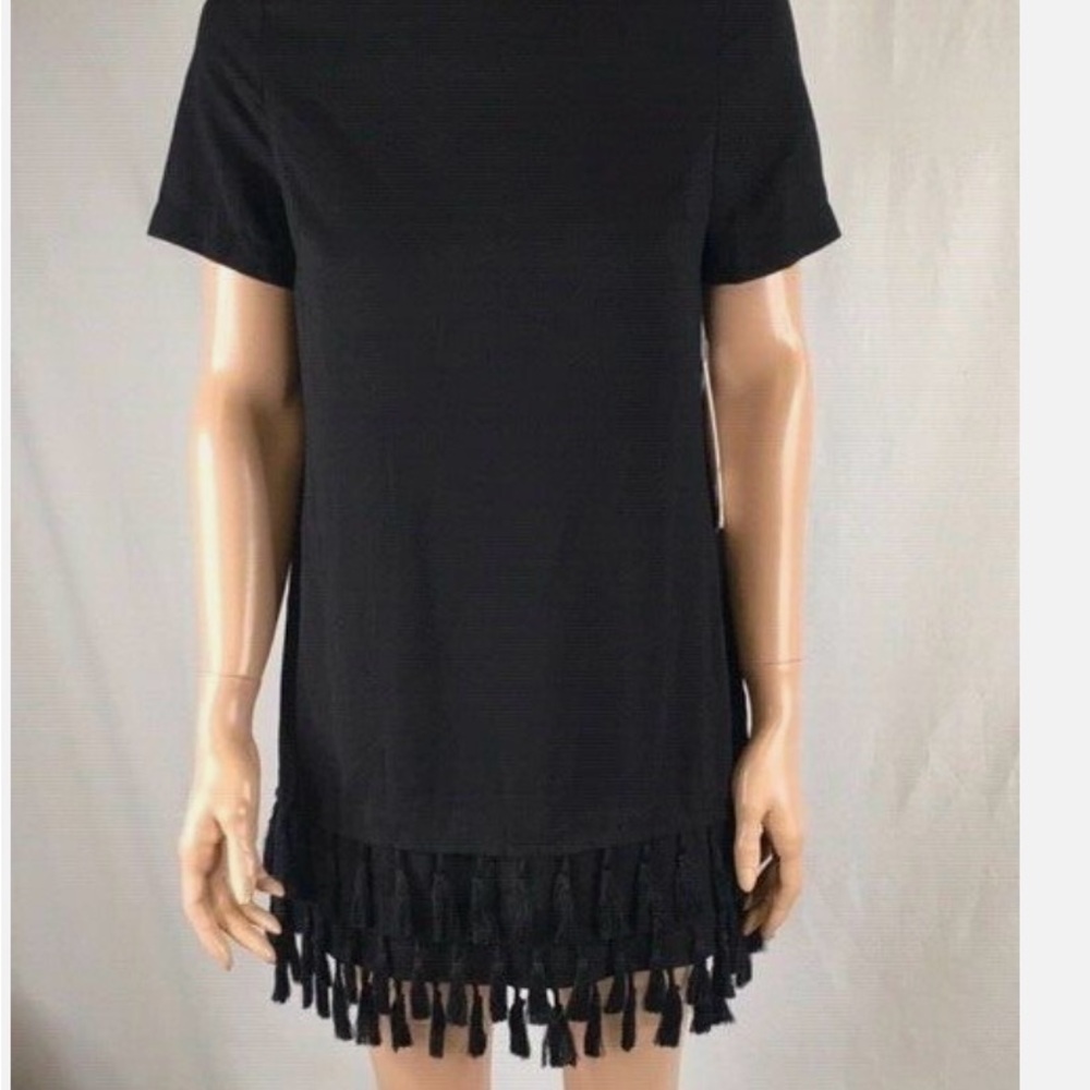 Aqua Black Tassel Hem Dress